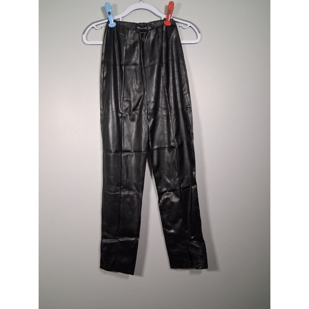 Pretty Little Thing Pants Womens 4 Faux Leather Black Punk Rockstar New W/ Tags